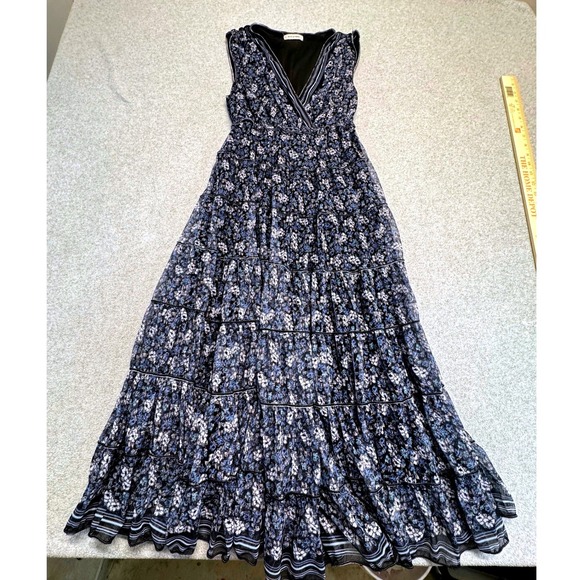 Max Studio Dresses & Skirts - Max Studio Small Floral Tiered Maxi Dress Blue Boho Cottagecore Sleeveless Long